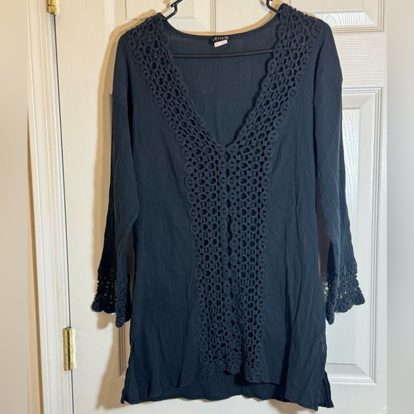 Venus Crochet Trimmed Cover-Up Tunic - Picture 1 of 10